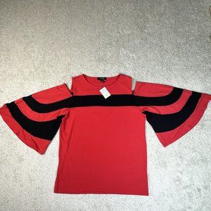 NWT Cold Shoulder Bell Sleeve‎ Venue Top Black And Red Super Nice